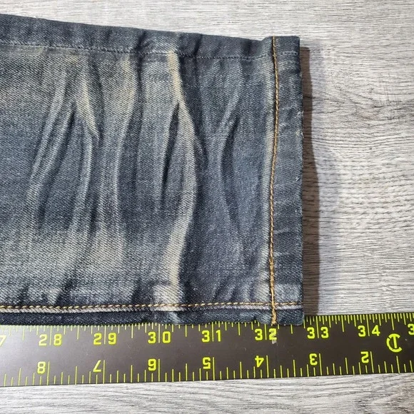 Crysp Denim Jeans Mens 38 Blue Distressed Slim Fit Ripped Stretch Designer Pants - Picture 12 of 16